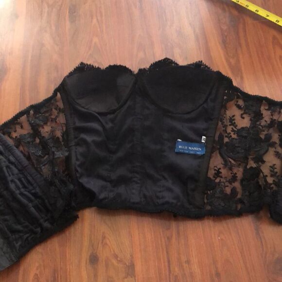 Blue Marien Black lace beaded bustiers size M New York Paris Italy - Picture 6 of 7